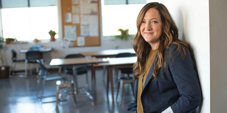 Elementary Teacher standing in classroom door